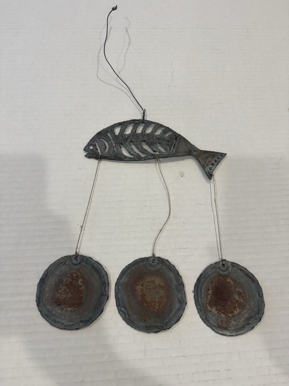 Vtg Appalachian Trail Southern Folk Art Outsider Fish Wind Chime Barn Primitive