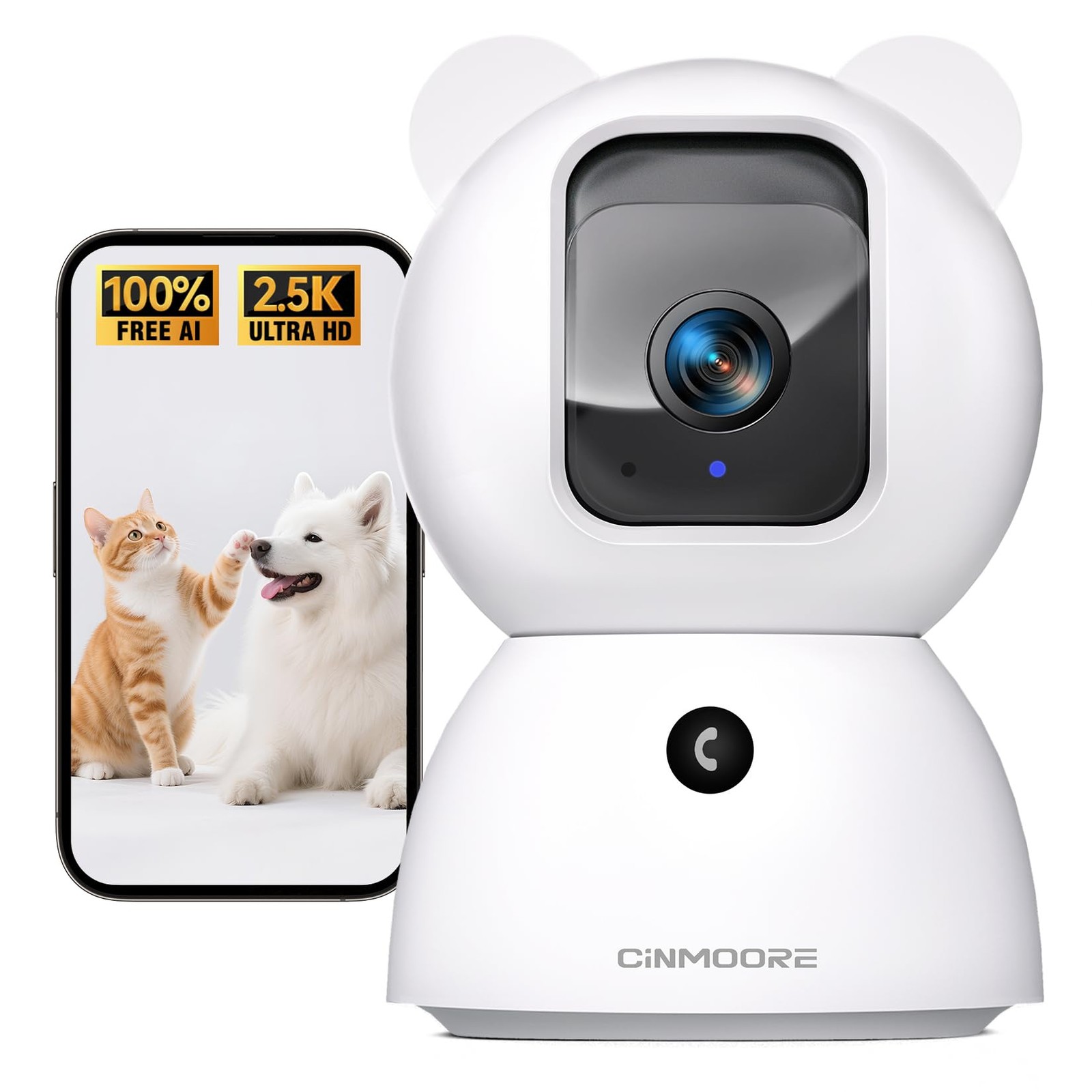 2,5K Security Camera Indoor AI Person Pet Cry Detection 4MP Pan Tilt