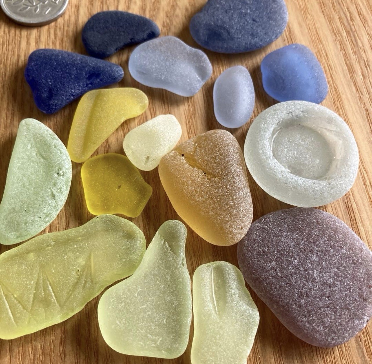 rare color Genuine Surf Tumbled sea glass  from japan