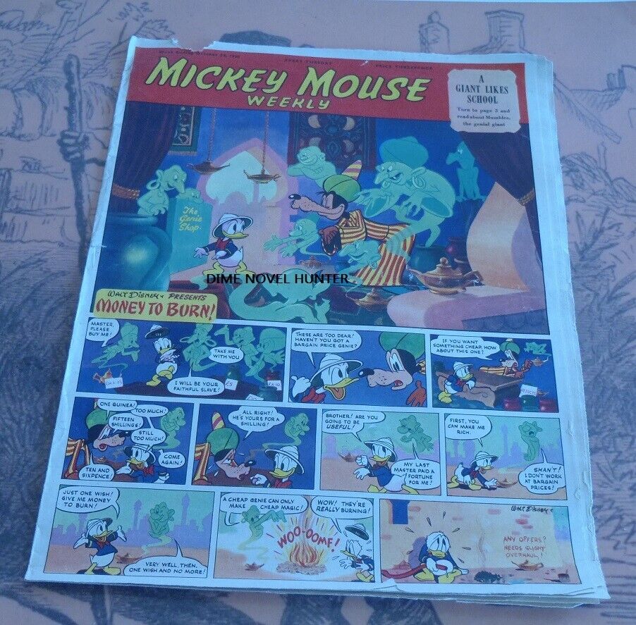 MICKEY MOUSE WEEKLY UK COMIC 10-28-1950 DONALD DUCK CINDERELLA PINOCCHIO DISNEY