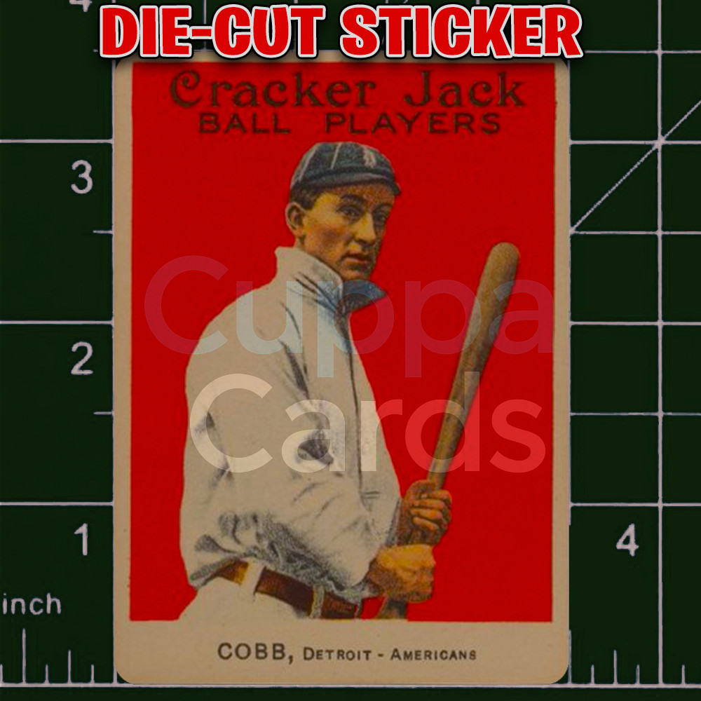 Ty Cobb, 1914 Cracker Jack Baseball Card RC #30 | Die-Cut Replica Sticker