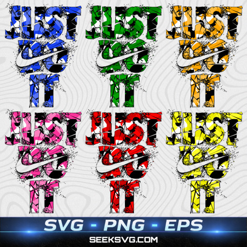 “Just Do It” Paint Splatter Bundle – 6 Vibrant SVG Designs with Nike Swoosh in B