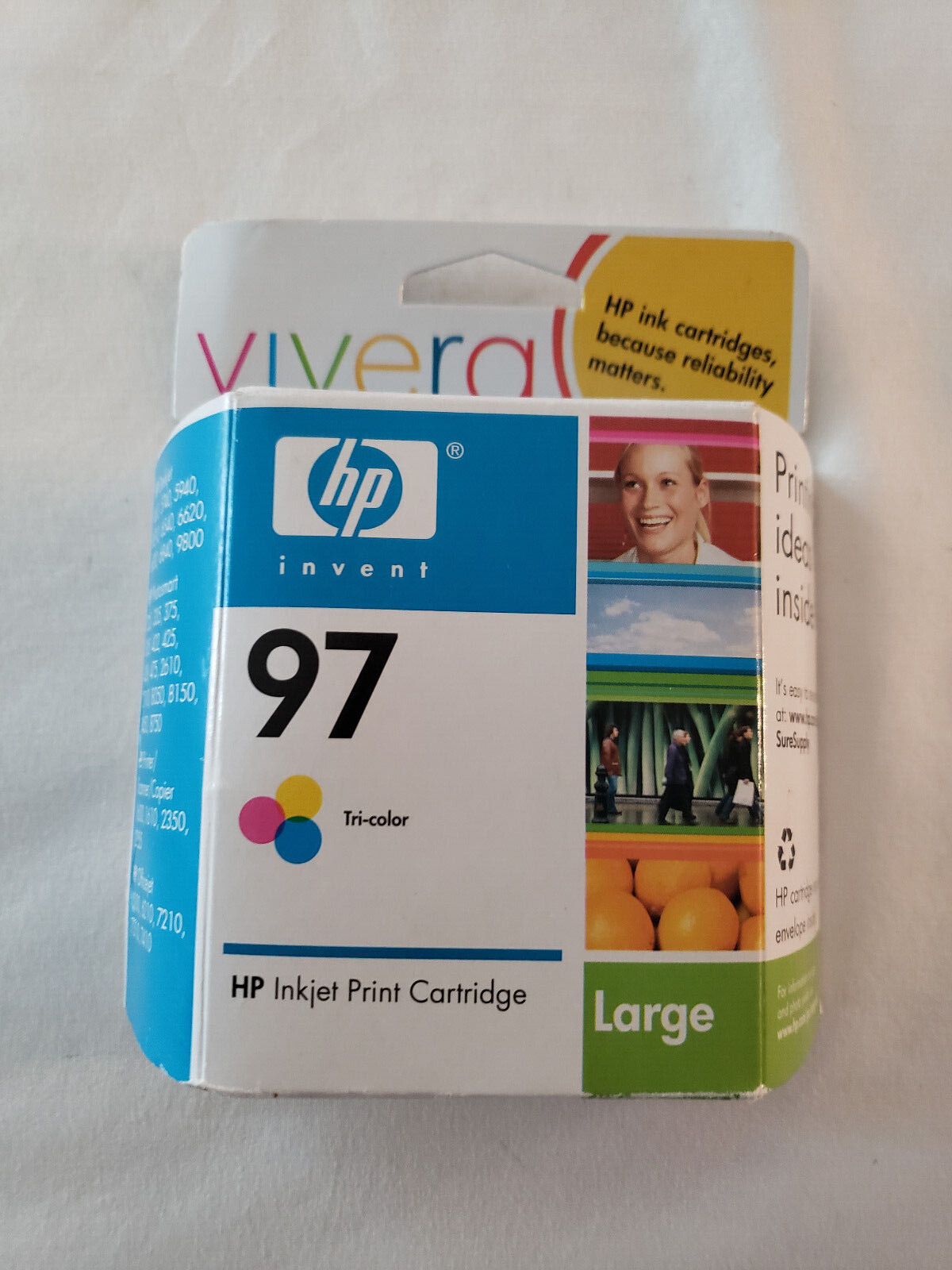 HP 97 Tricolor Ink Cartridge Vivera July 2007 New In Sealed Package