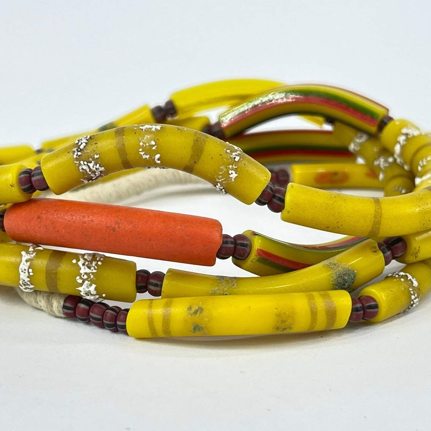 Macaroni Elbow Yellow Trade Beads 38 Inch