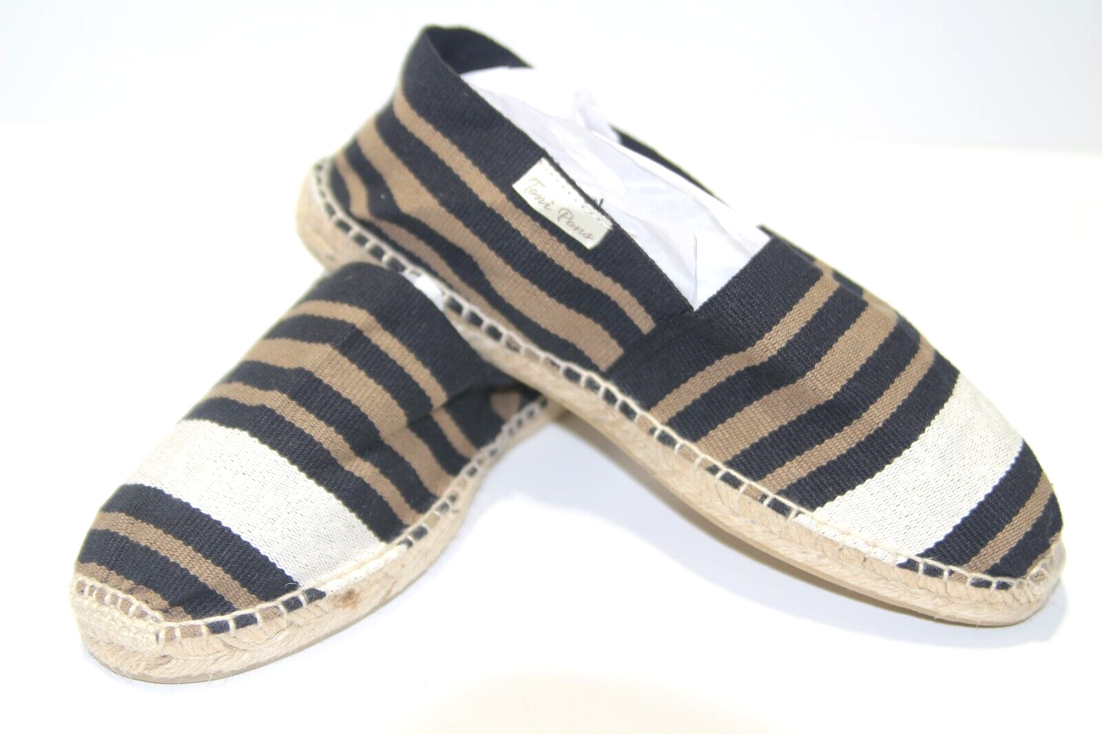 Toni Pons Espadrilles Stripe Nuetral Print Slip On Flat Shoes Sz 40 US 9