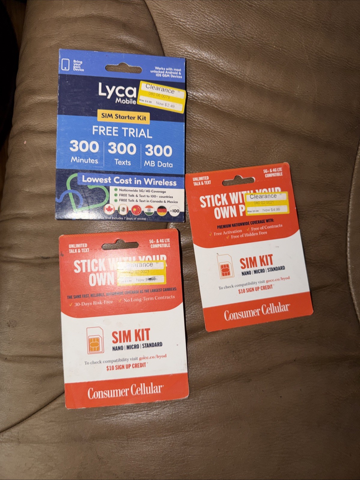 Consumer Cellular All-In-One SIM Card - NEW SEALED Sold As Is Lot Of 3