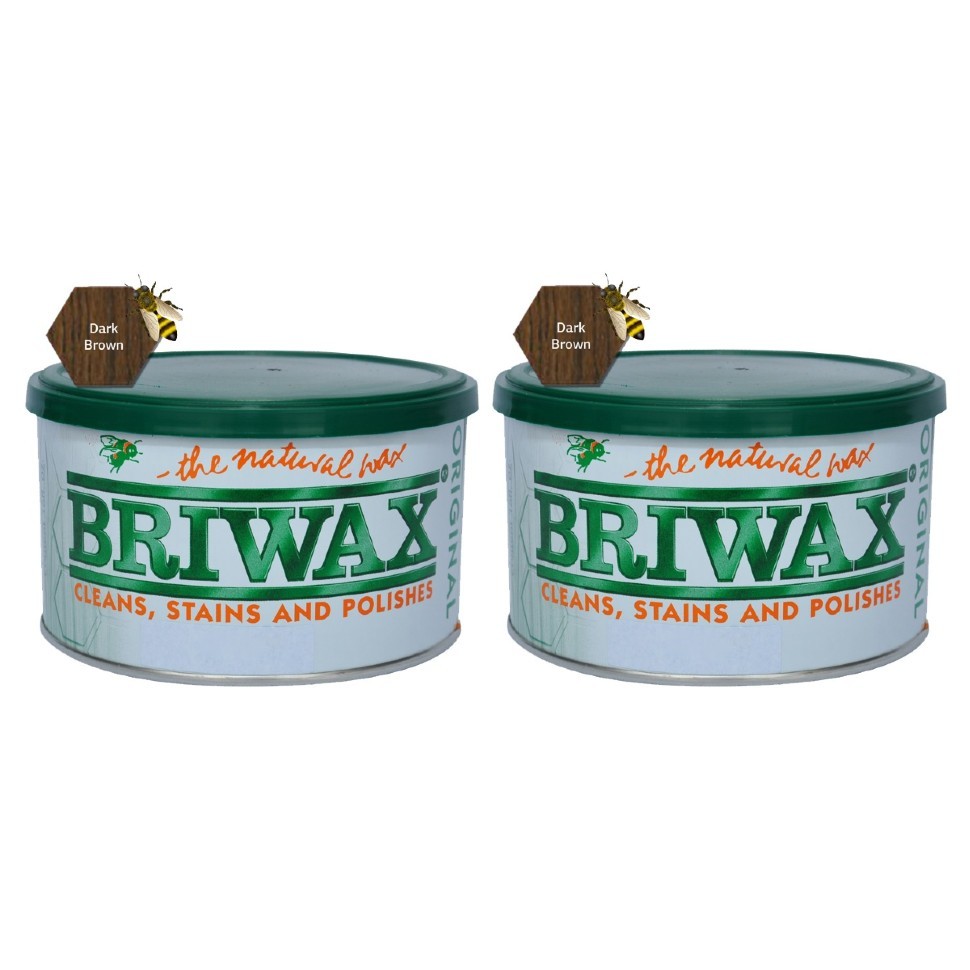 1 Lb Dark Brown Furniture Wax Polish by Briwax, Cleans Stains & Polishes, 2 Pack