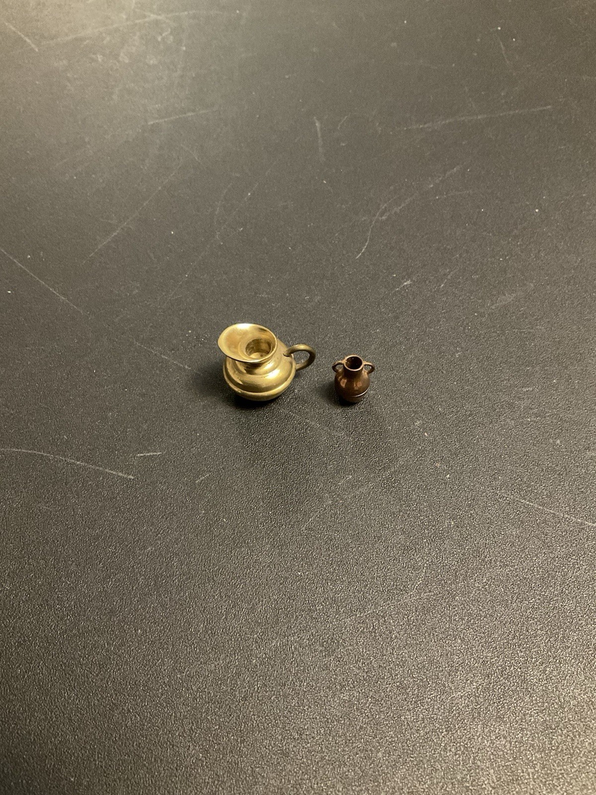 Mini Pitcher And Pot Dollhouse Sized Miniature Metal