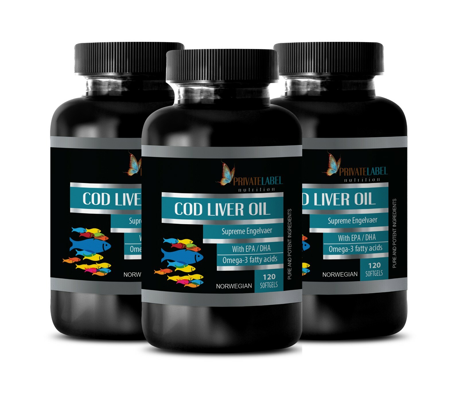 eye health - NORWEGIAN COD LIVER OIL - strong bones 360 Softgels 3 Bottles