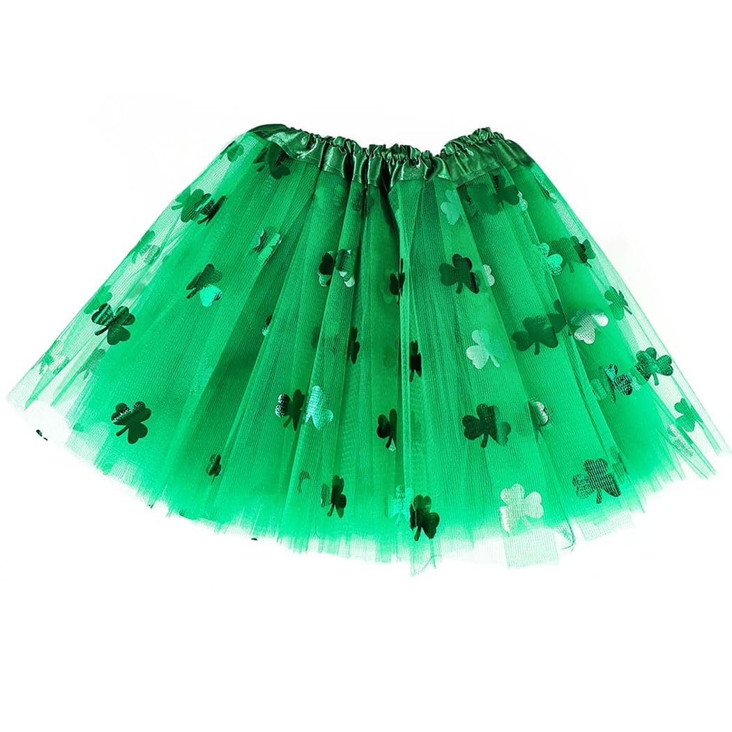 GRAEEN St Patrick's Day Tutu Skirt Green Clover One Size, A1-clover 