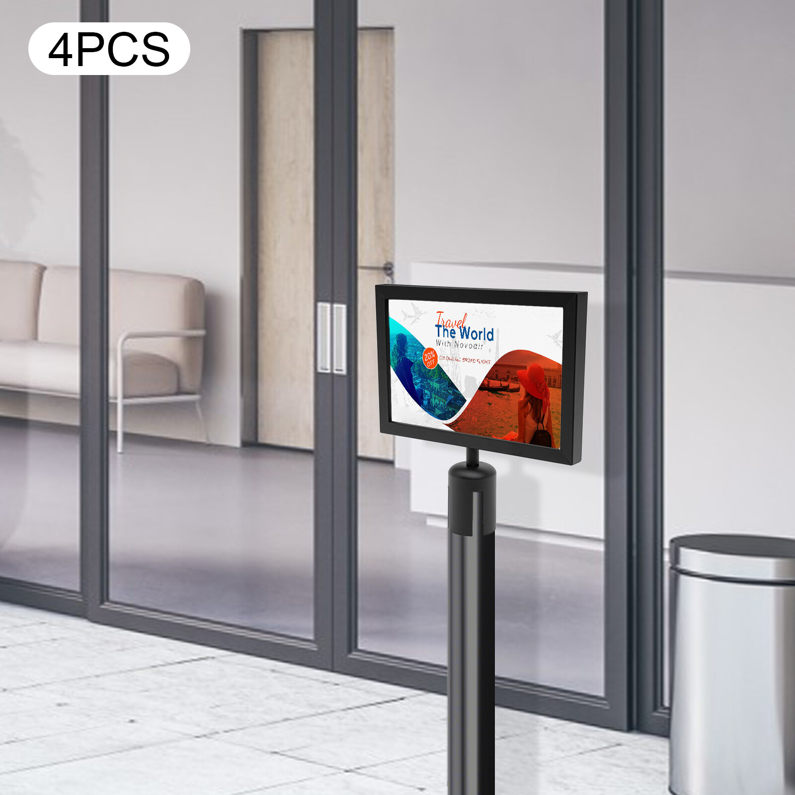 4 Pcs Sign Holder Poster Landscape Display Double Sided Sign Frame Baking Paint