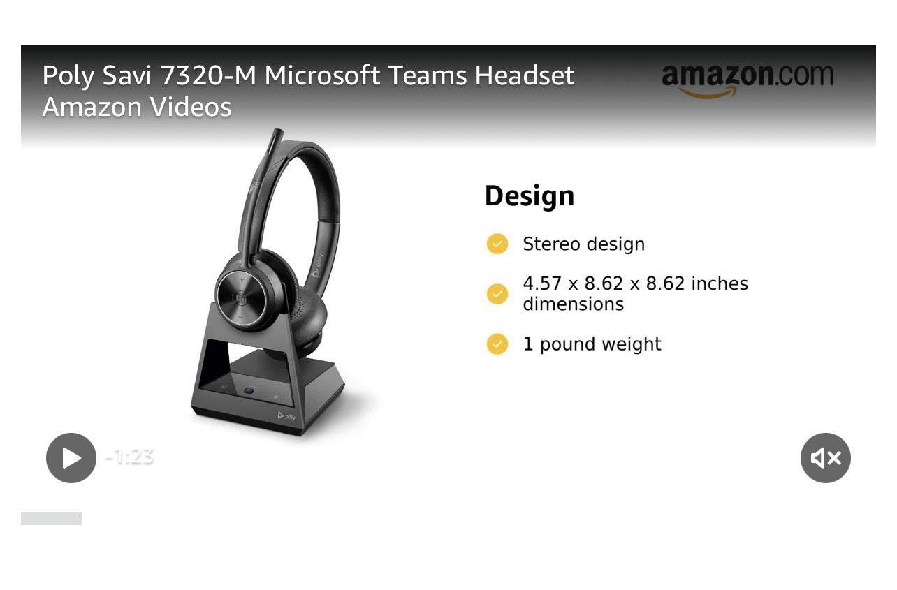 Poly Savi 7320-M Ultra-Secure Wireless DECT Headset System