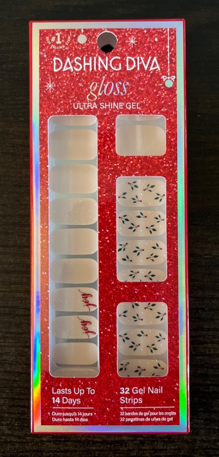 NIP Dashing Diva Gloss Press-On Nails Ultra Shine Gel Joy To The Girl Christmas