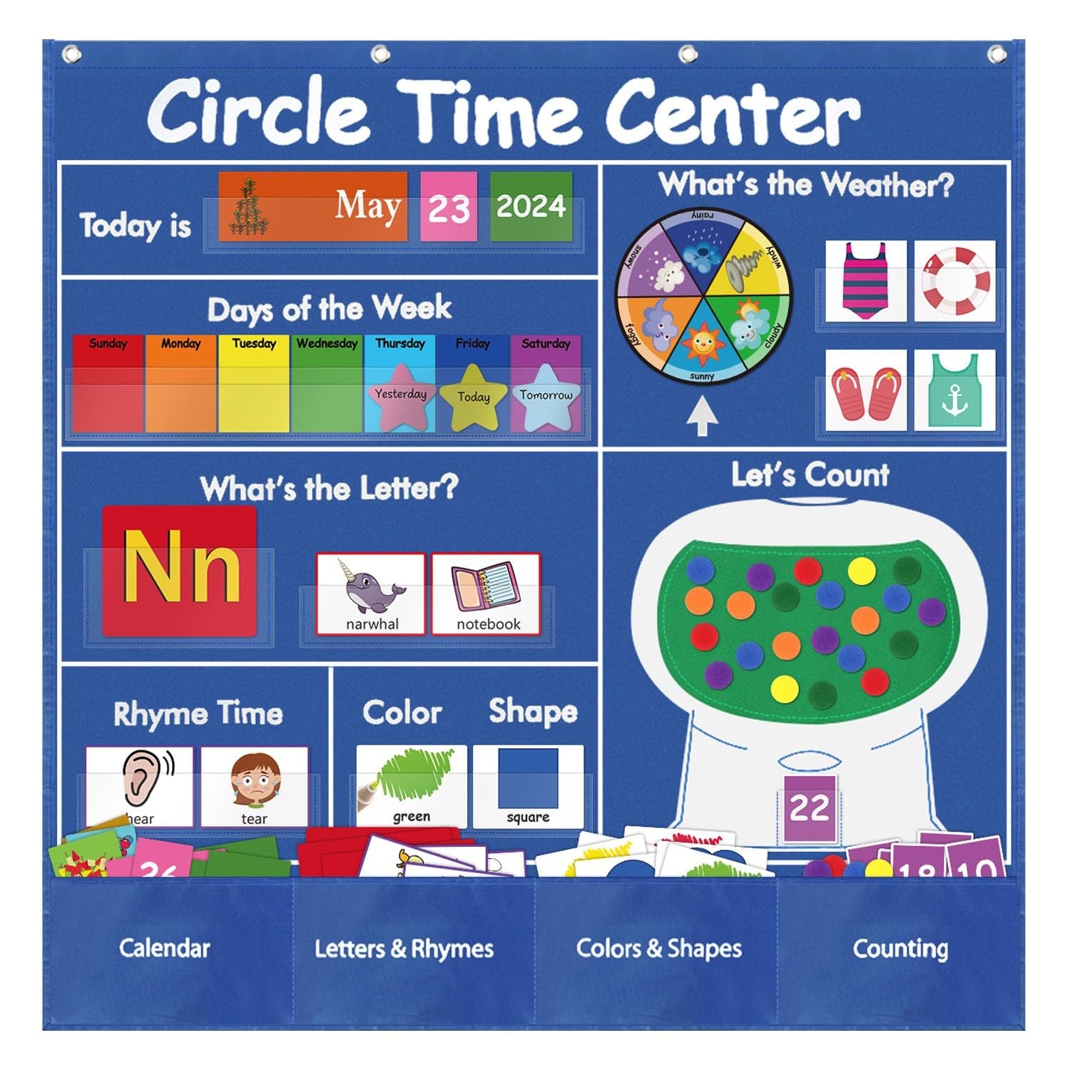 Circle Time Learning Center Classroom Pocket Chart Preschool, Educational Poc...
