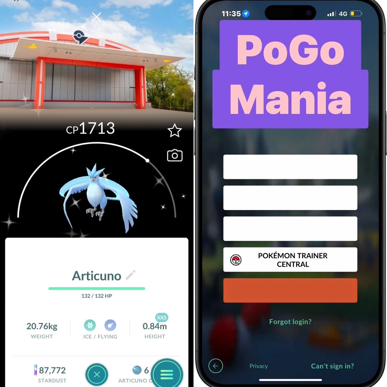 Shiny Articuno✨xxs Size✨PokePark KANTO Location Background✨mini PTC 20k✨