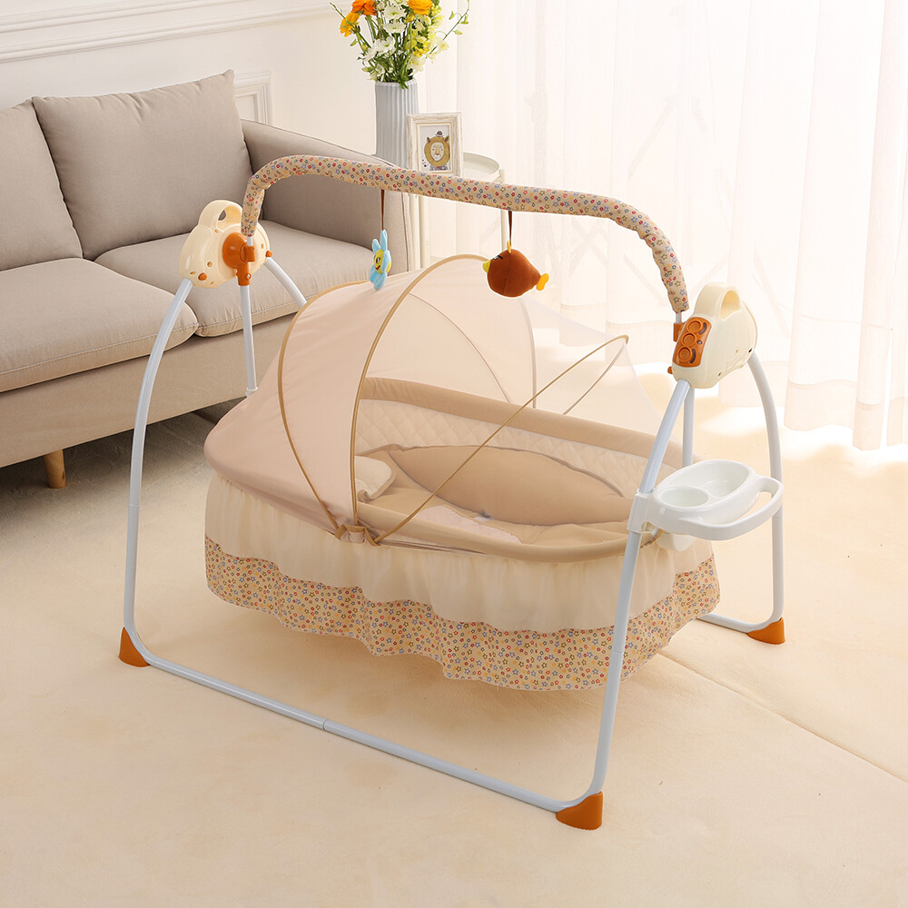 Electric Baby Crib Cradle Auto-swing Bluetooth Infant Rocker Sleep Bed Rocker