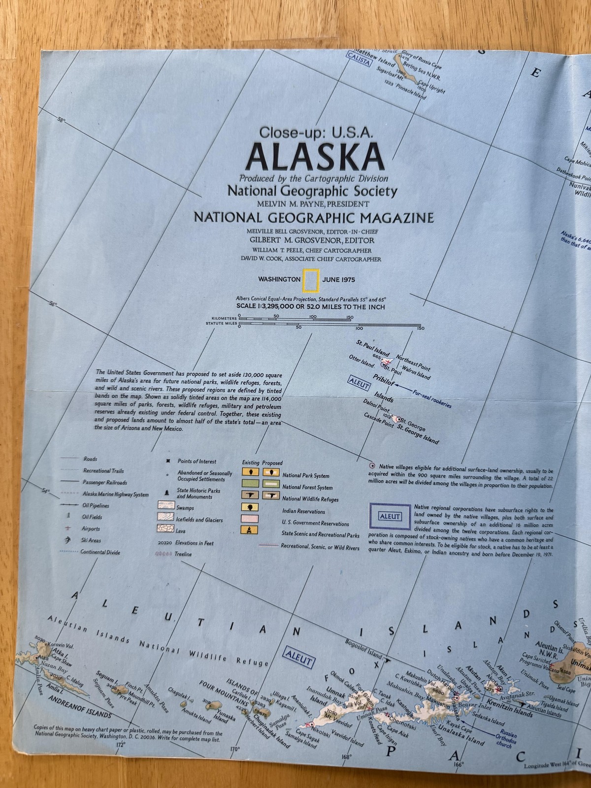 Vintage 1975 National Geographic Close-Up USA Alaska Folded Map Poster