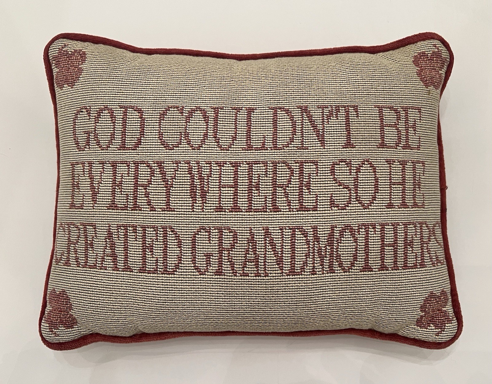 Vintage Needlepoint Tapestry Throw Pillow 9x12 Grandmother Cottagecore Religious