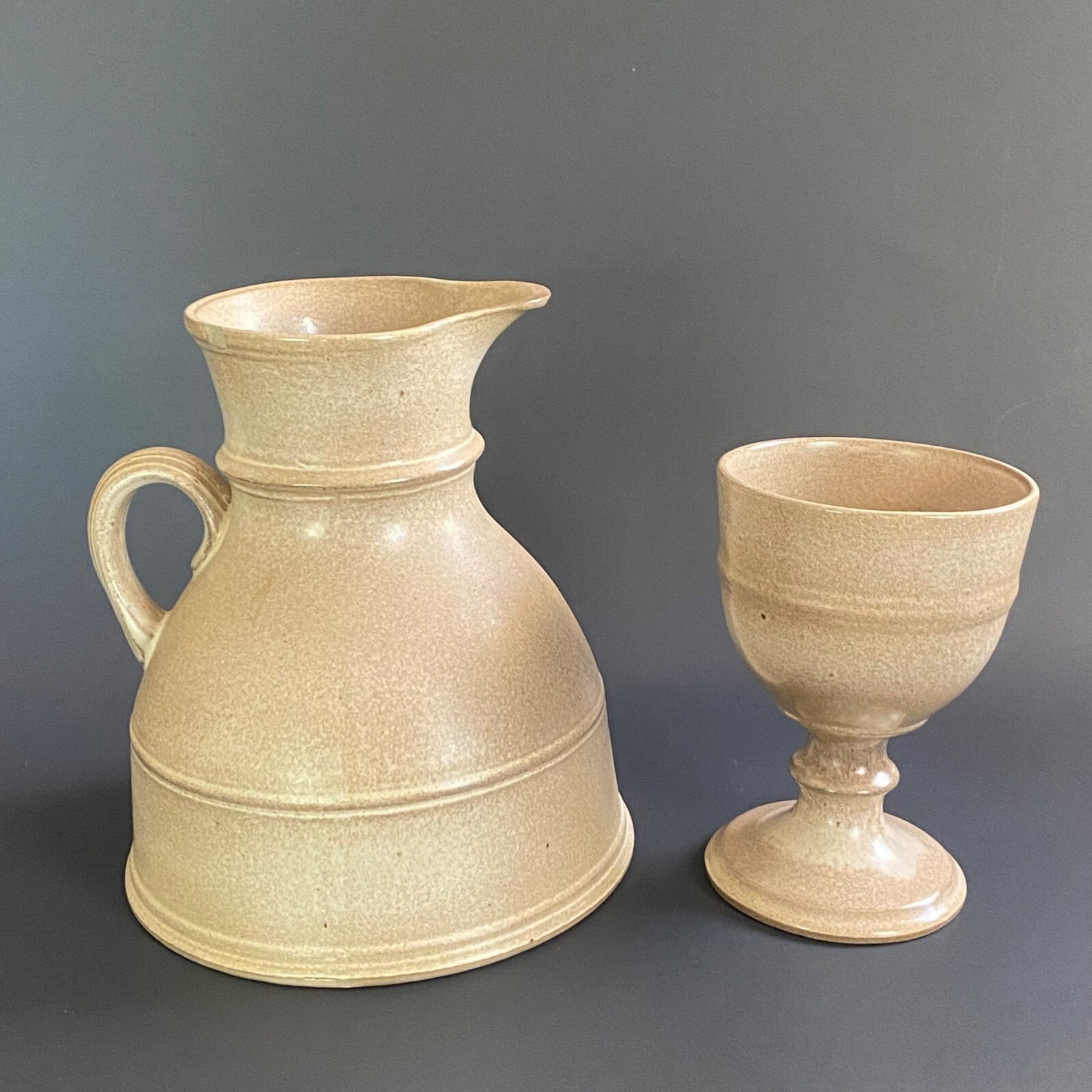 John Chipperfield pottery pitcher/jug & goblet Norfolk England set