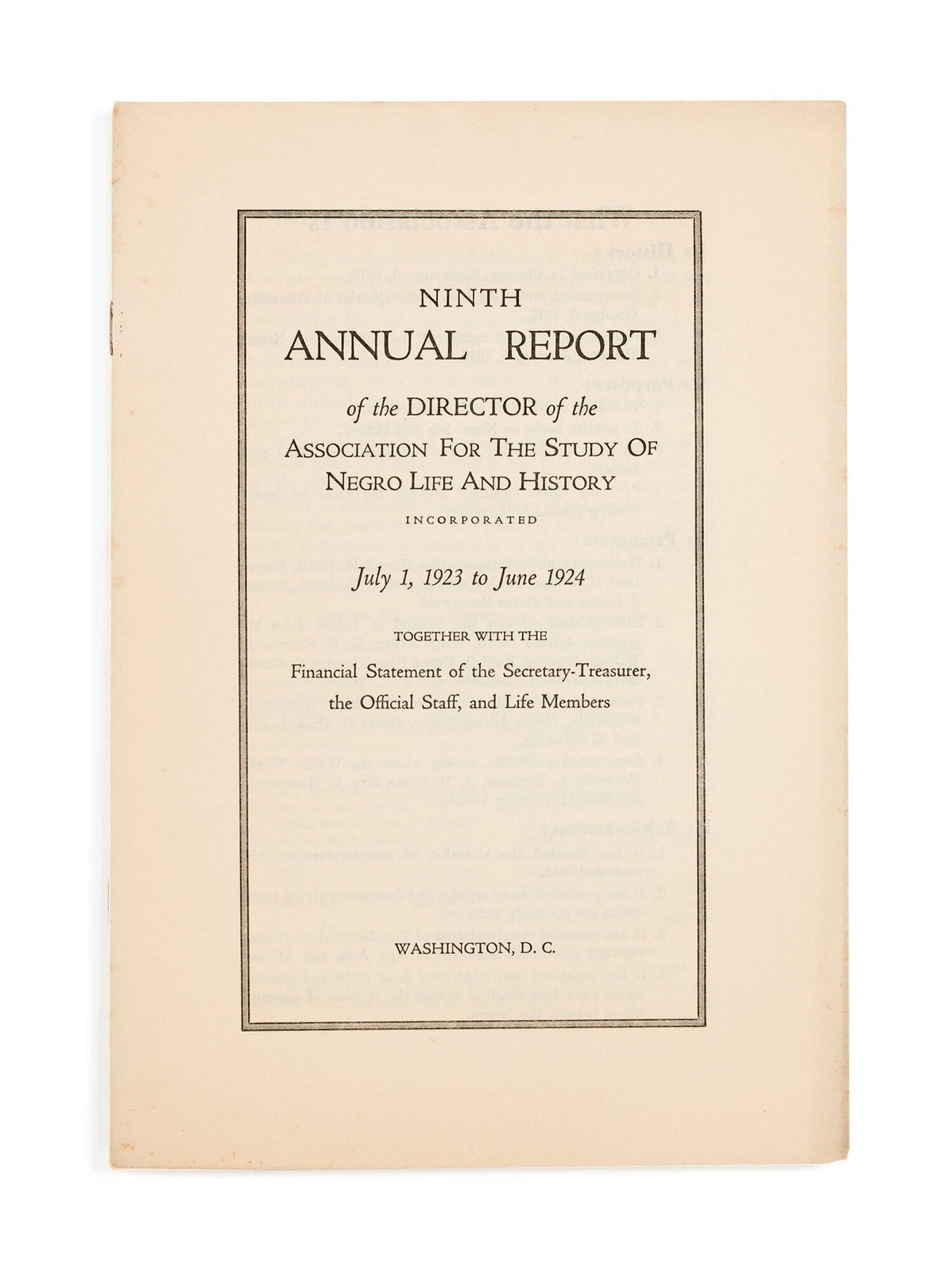 Carter G. Woodson, ASNLAH – Ninth Annual Report of the Director of…