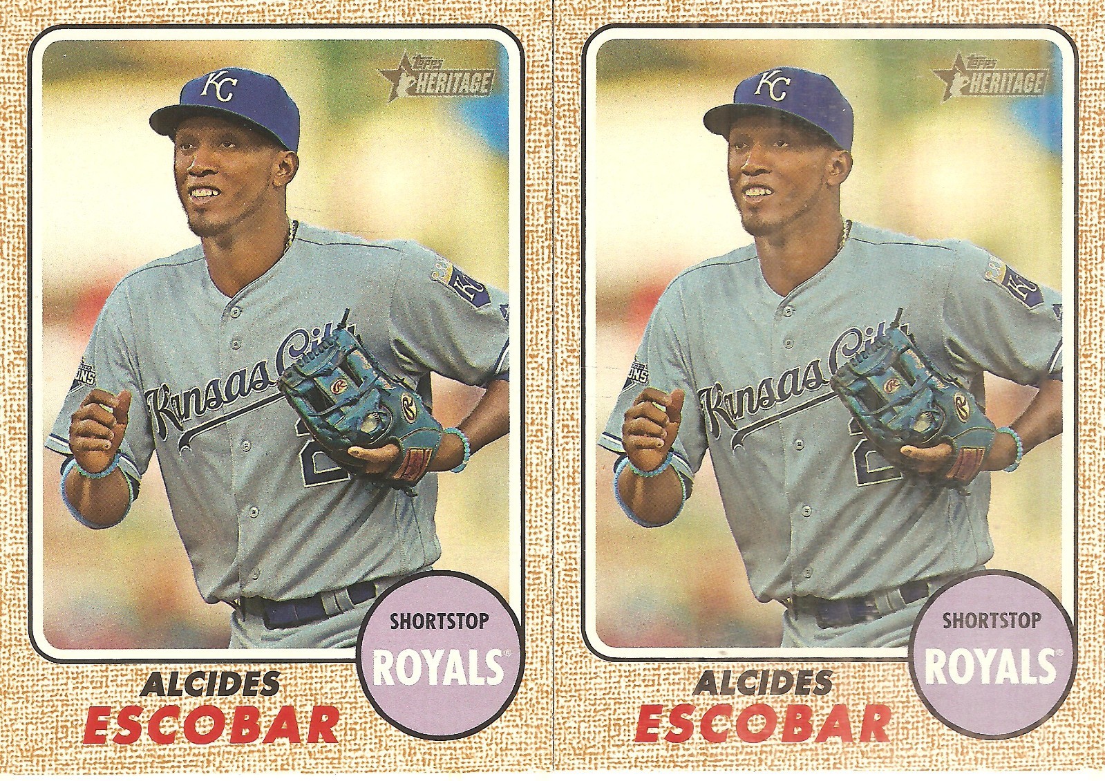 2 CARD 2017 TOPPS HERITAGE ALCIDES ESCOBAR BASEBALL CARD LOT