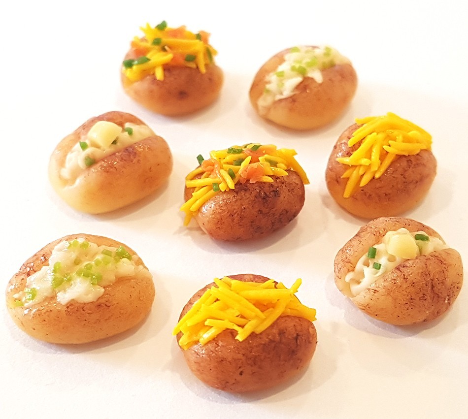 100 Dollhouse Miniature Mixed Baked Potatoes * Doll Food Barbi Diorama Wholesale