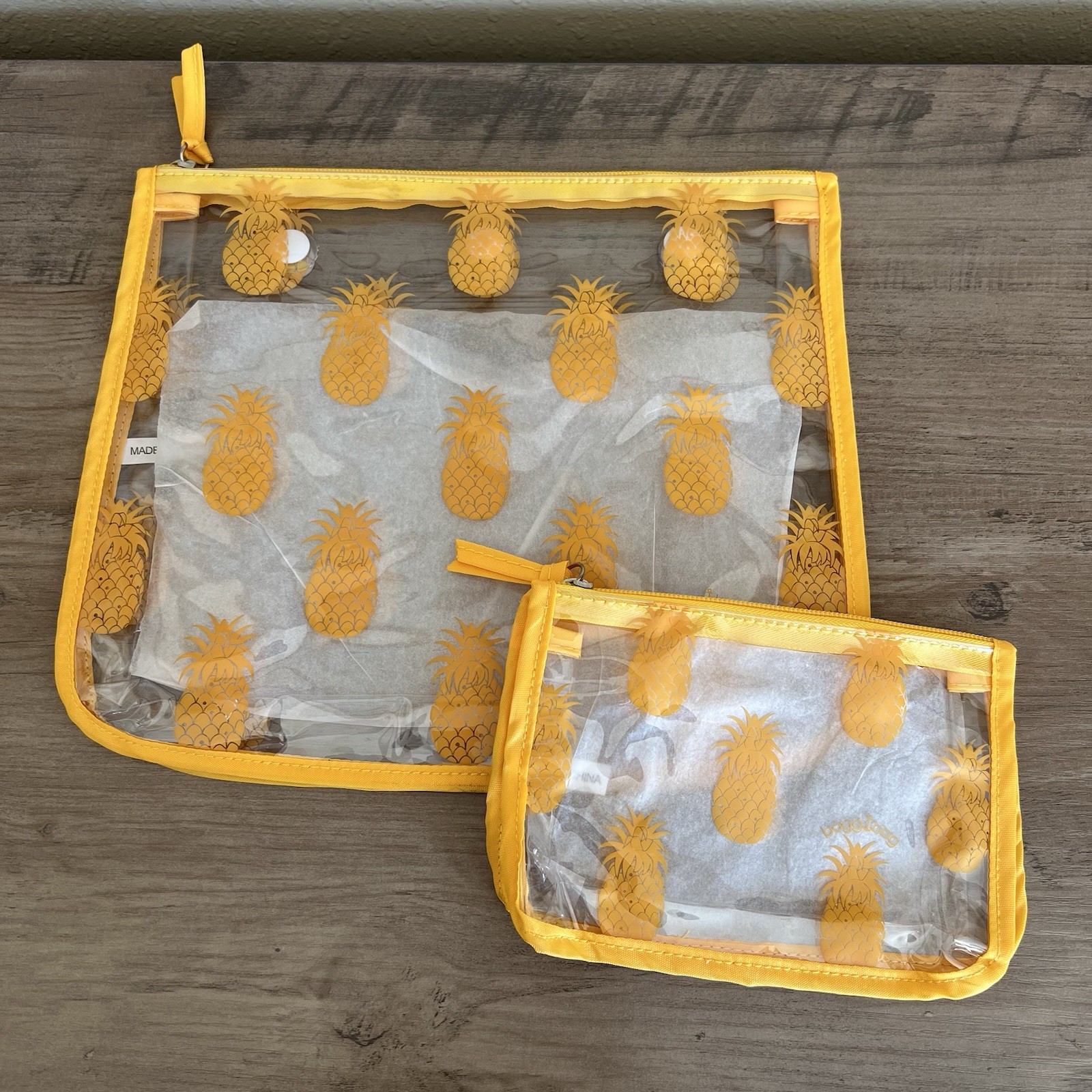 Bogg Bag Pineapple Insert Pouches 2 Set Clear Zipper Travel Organizer Beach