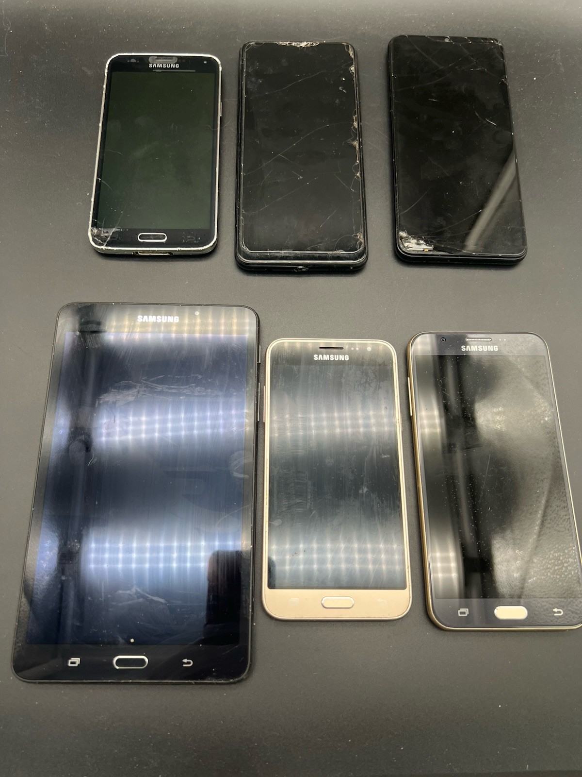 Samsung Mixed Lot Of 6, J7/J3/Galaxy S5/Tab, As Is For Parts/Repair/Salvage