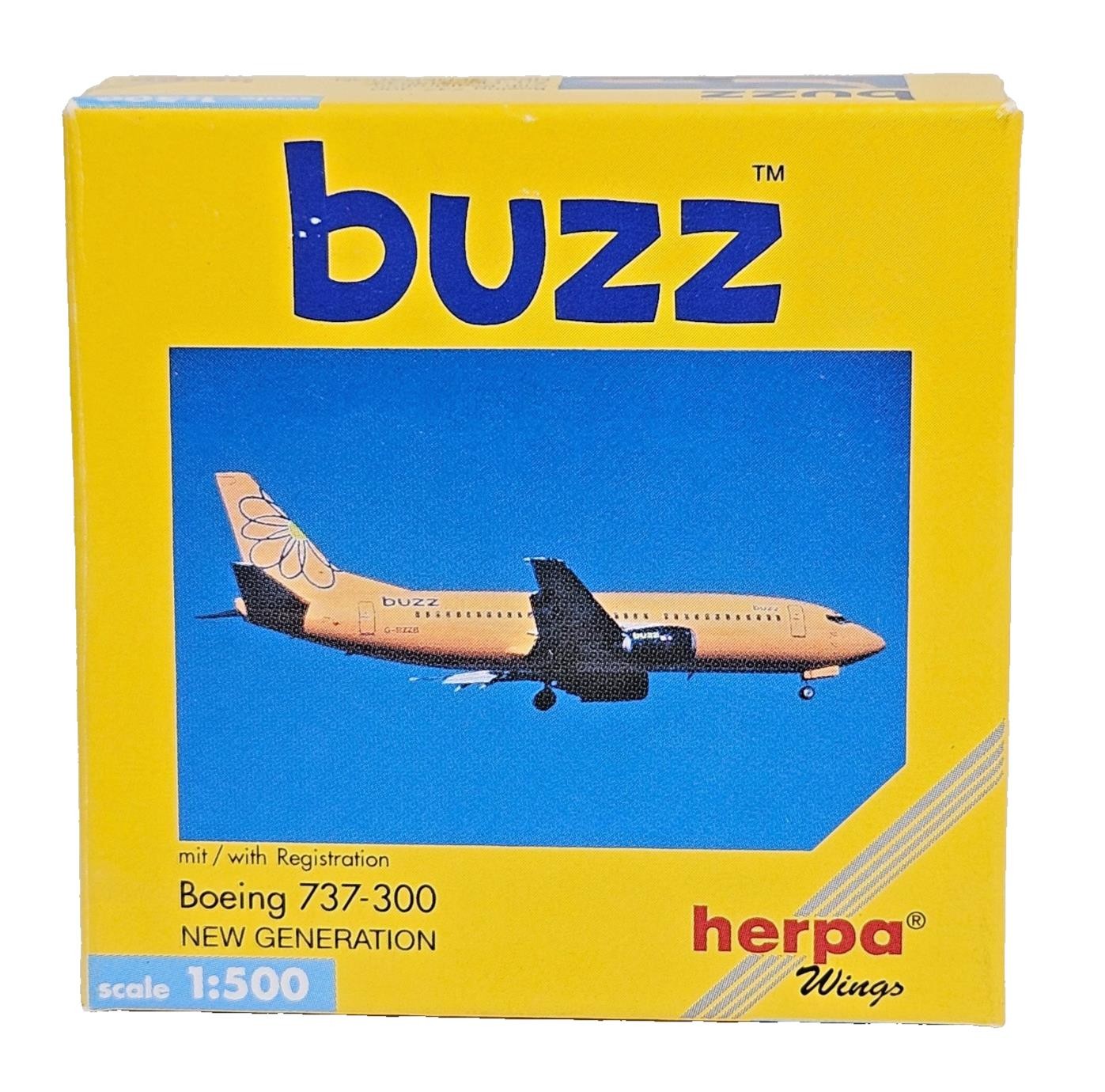Herpa Wings buzz Boeing 737-300 Model Artical Nr 513043 Scale 1:500 Diecast Box
