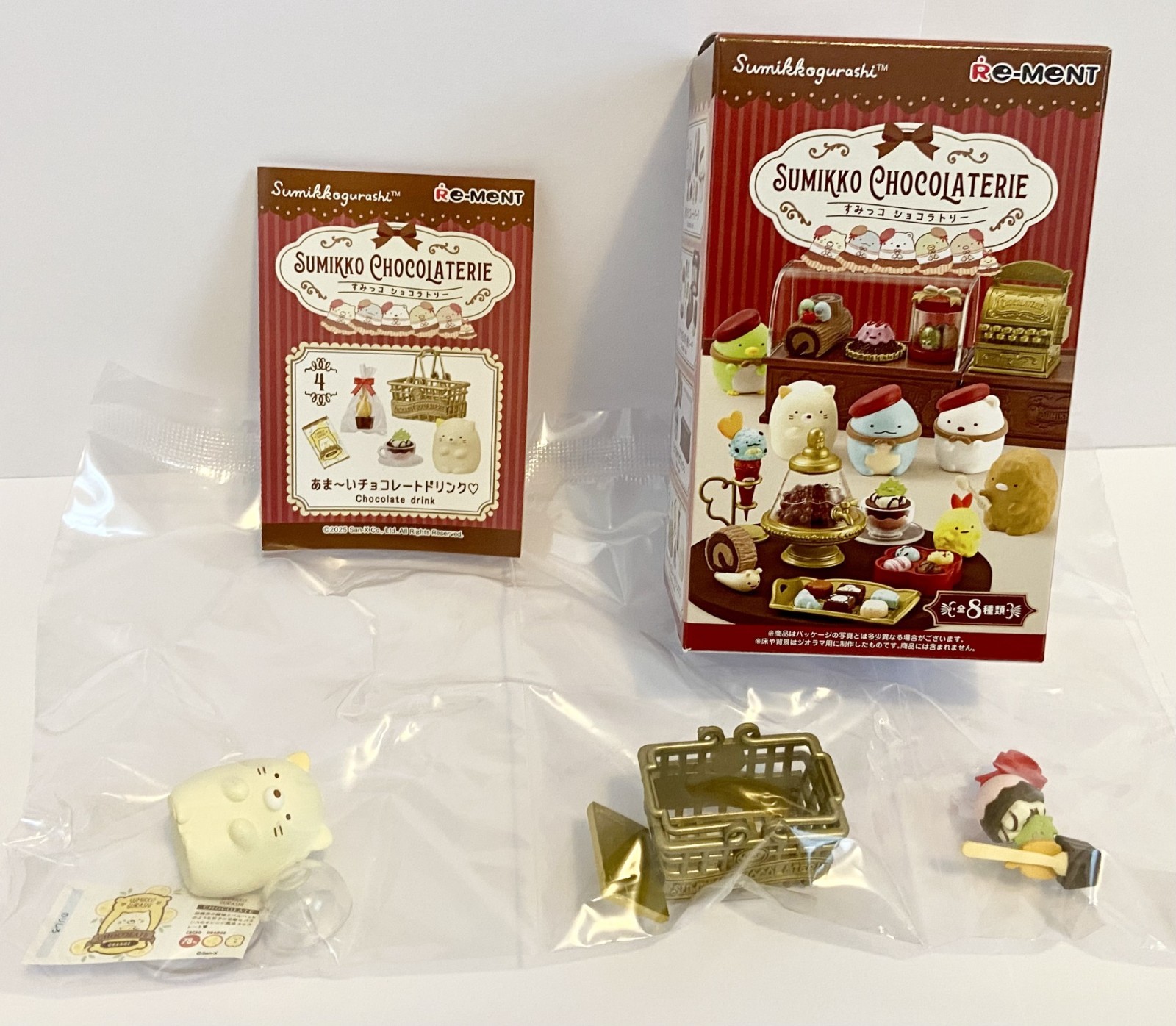 Rement Sumikko Chocolaterie Set 4 Chocolate Drink Doll Miniatures New Re-ment
