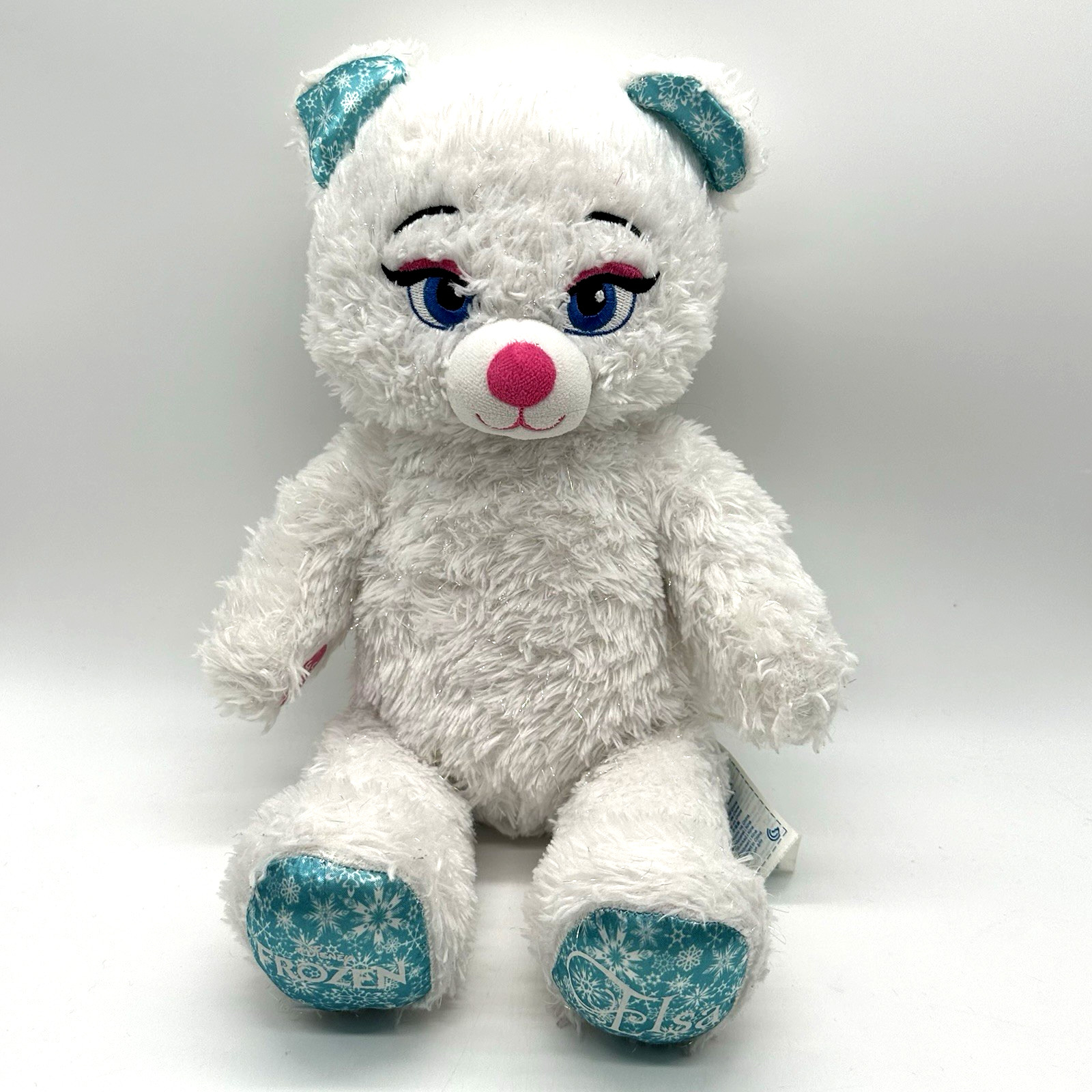 Build A Bear Disney Frozen Princess Elsa Girl White Sparkle Stuffed Plush - READ