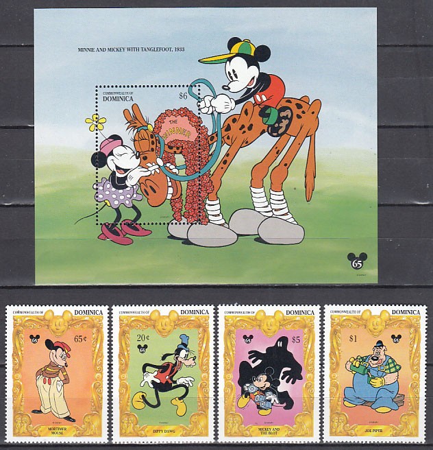 Dominica - Mail 1994 Yvert 1689/92+H.273 ** Mnh Walt Disney