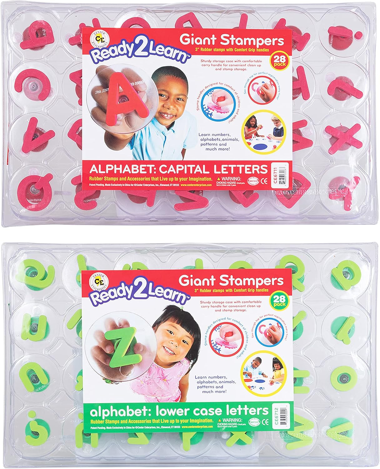 Giant Stampers - Alphabet - Uppercase & Lowercase - Set of 56 - Easy to Hold Foa