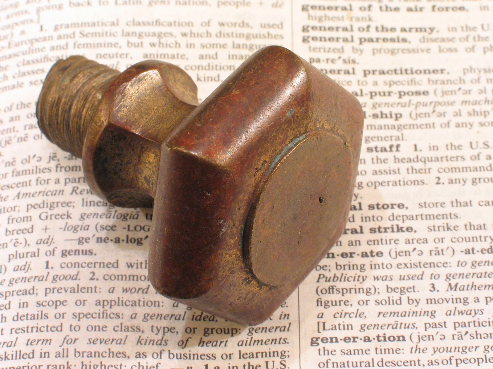 Vintage Brass HEX Doorknob w Screw Base Antique Door Pull Knob Hardware