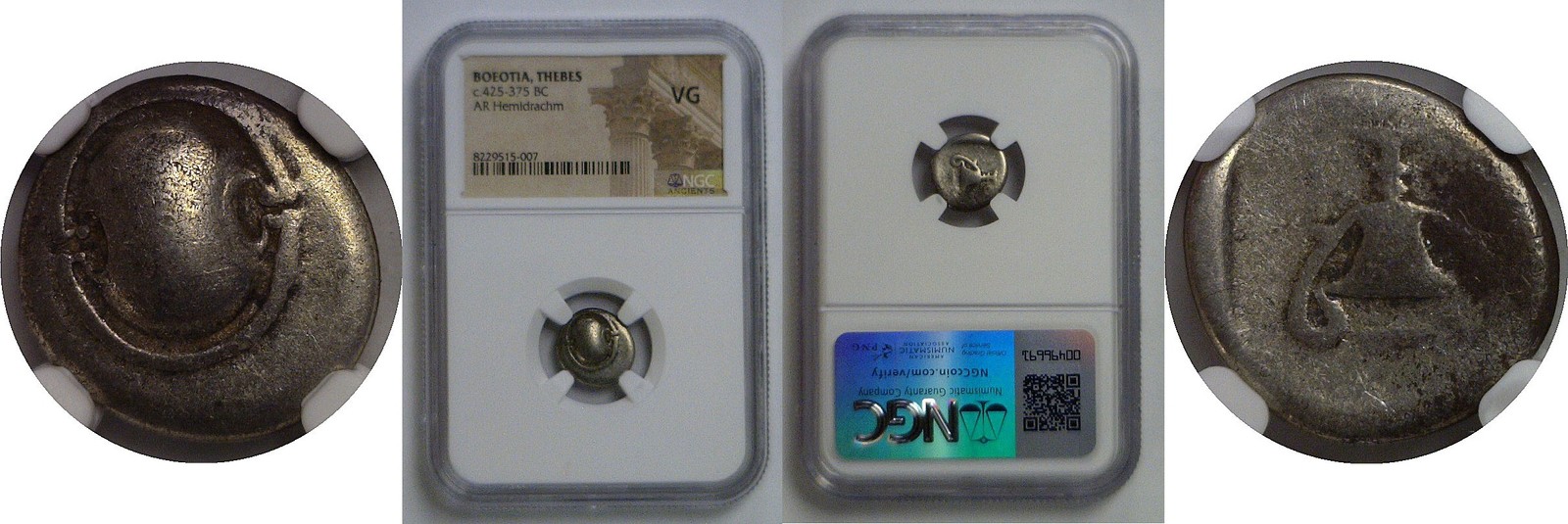 c. 425-375 BC Greek Boeotia, Thebes AR Hemidrachm NGC VG