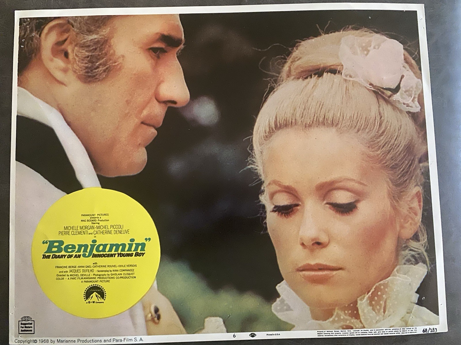 BENJAMIN 1968 Original Vintage Lobby Card w/ Catherine Deneuve & Michele Morgan