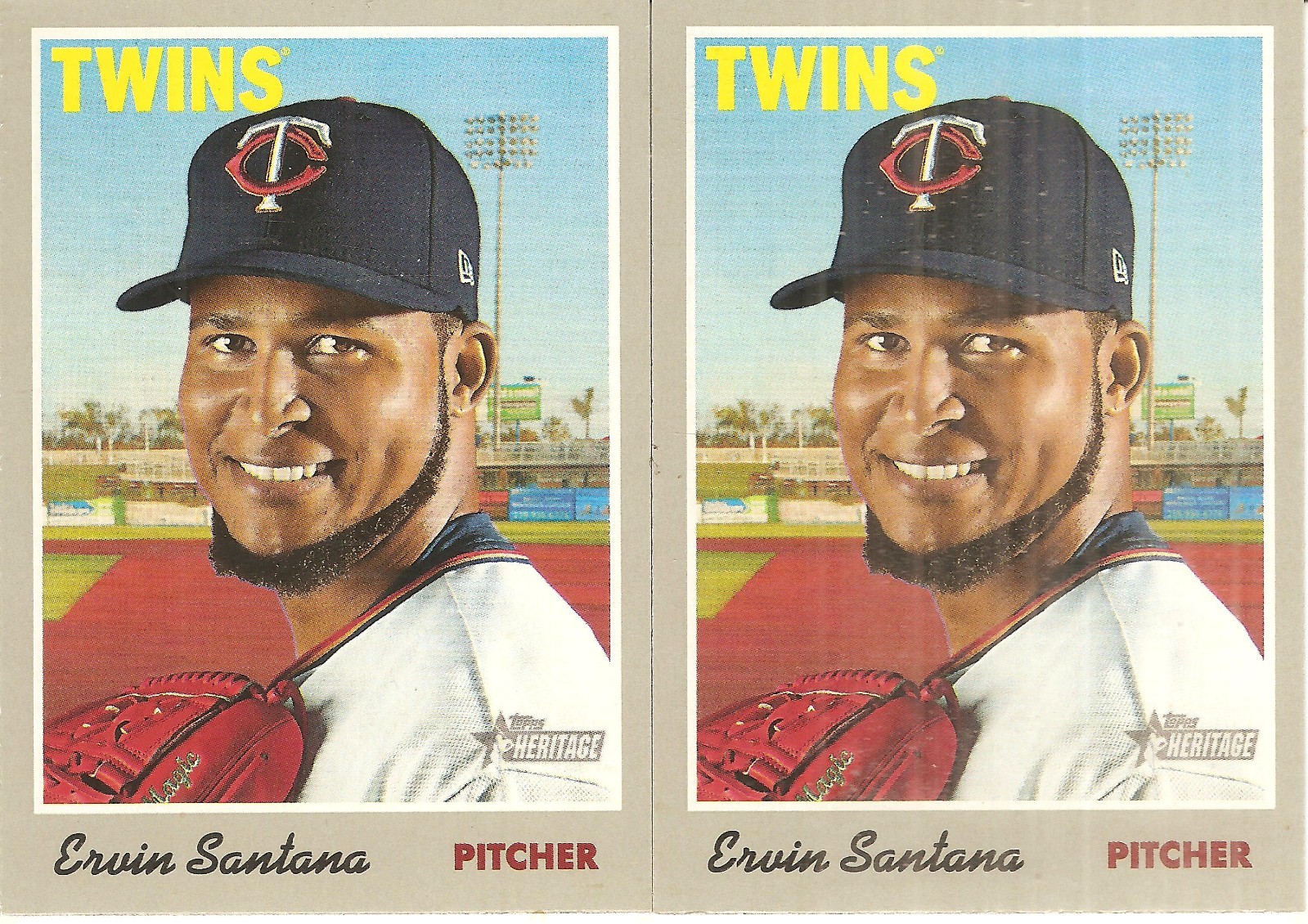 2 CARD 2019 TOPPS HERITAGE ERVIN SANTANA BASEBALL CARD LOT