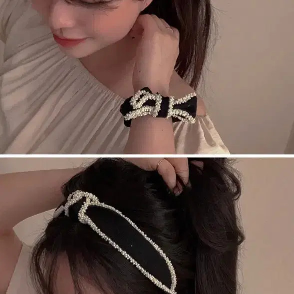New Beaded Ribbon Twist Hair Band Hair Accessory