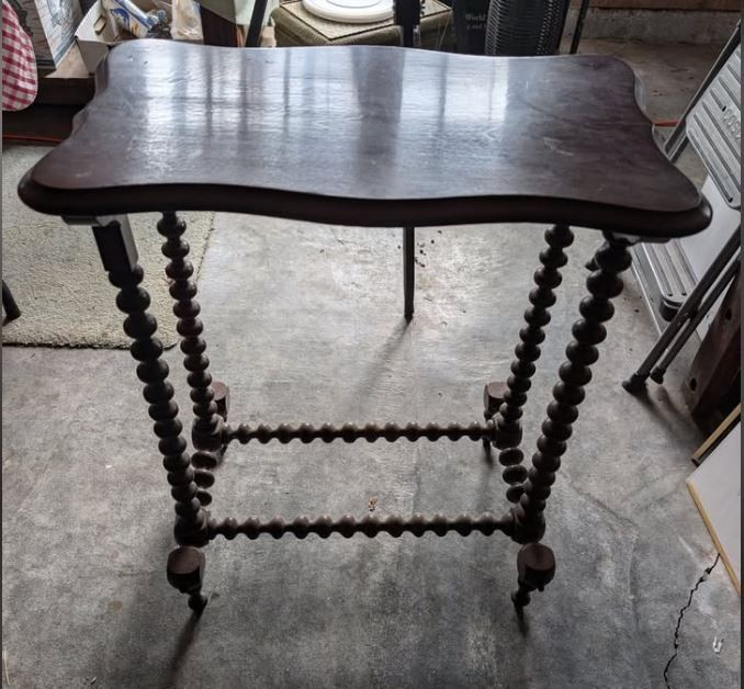 Vintage Early 20th Century Bobbin Side Table - Top: 23.75" x 13.5", Height: 29"