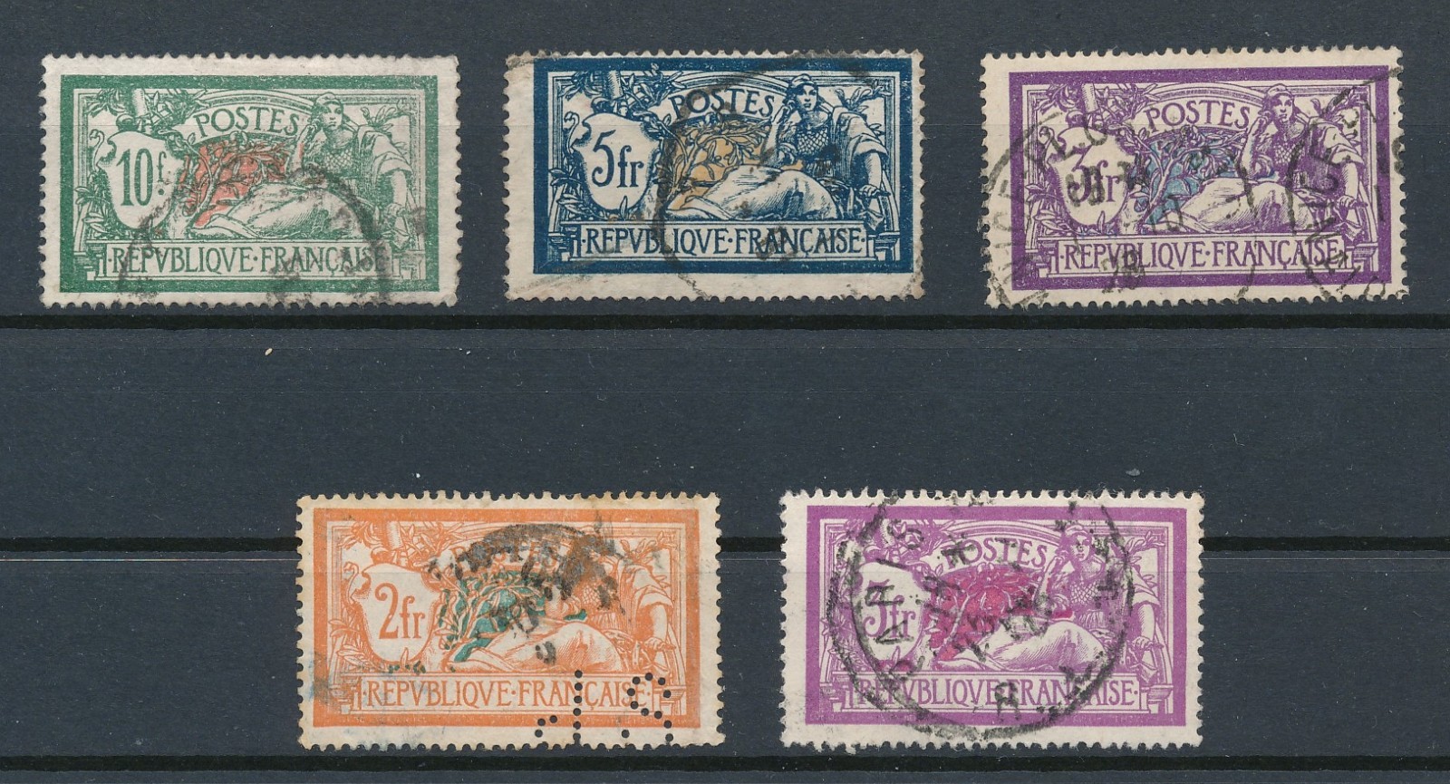 FRANCE (1920-29) "LIBERTY & PEACE" #127, #128, #129, #130 & #131; USED