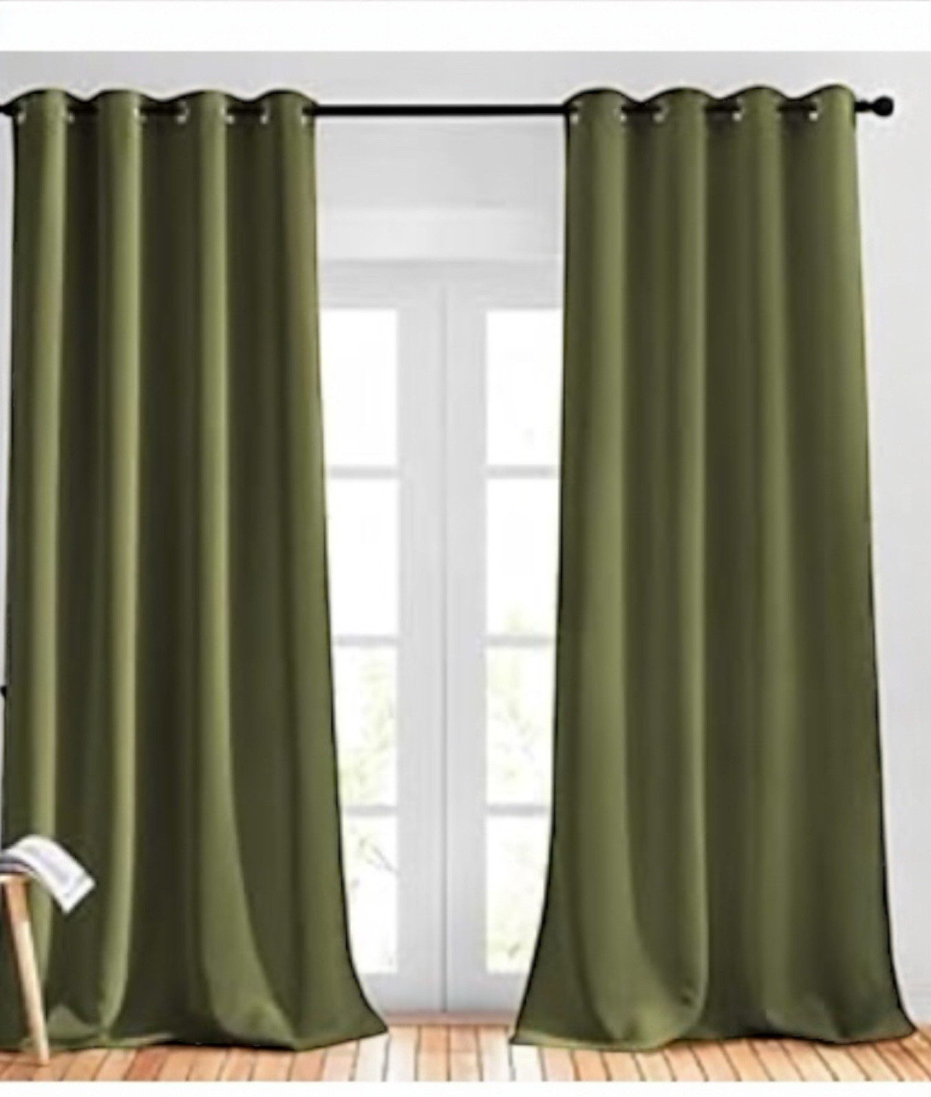 Olive Green Blackout Curtains 2 Panel 52" x 108" Privacy One Pair Silver Grommet