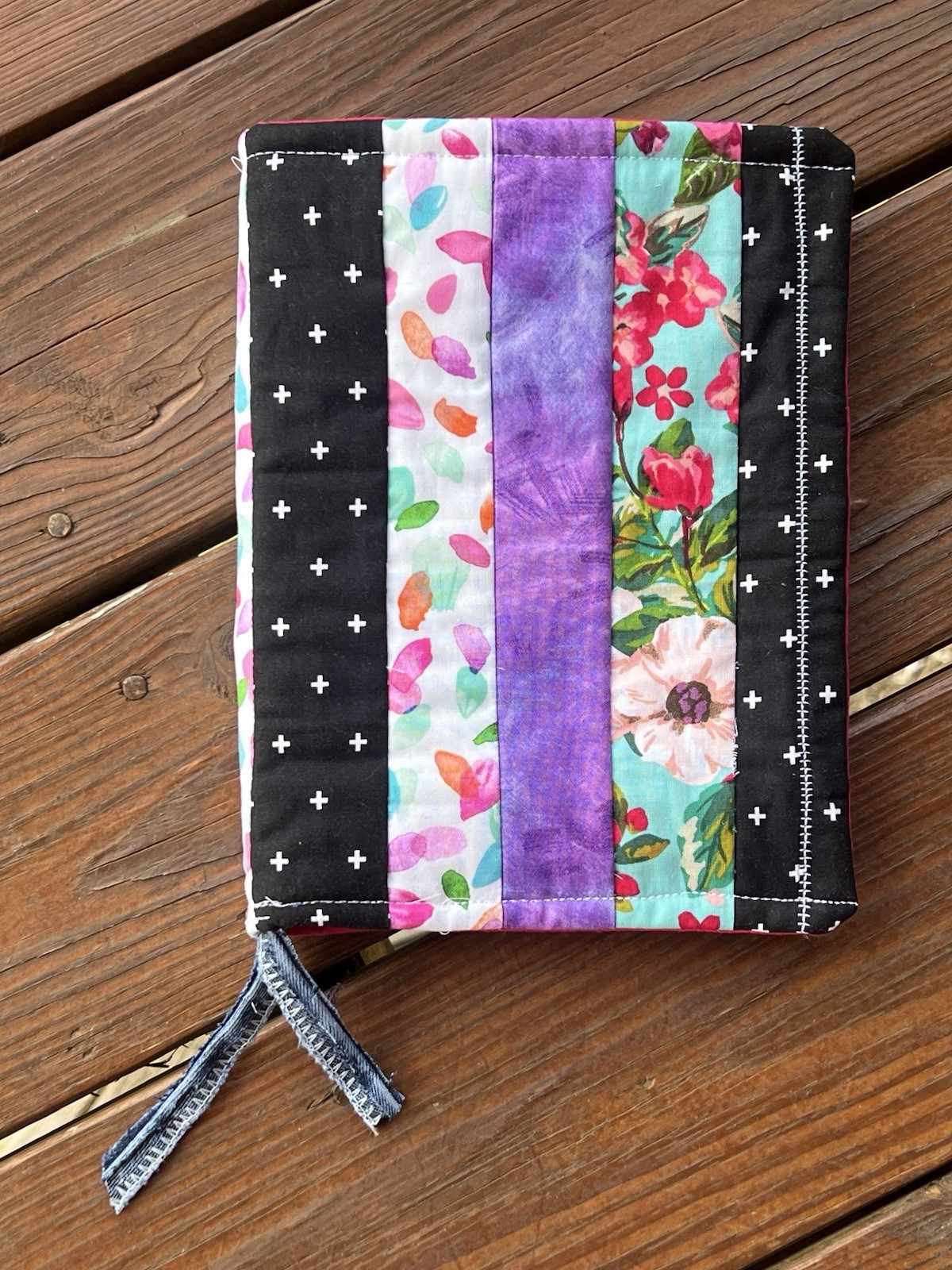 New Handmade Quilted Book Cover, Junk Journal, Floral Abstract Cotton