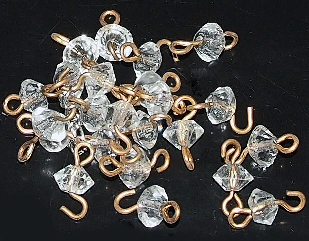 18 GLASS BEAD CONNECTORS BRASS WIRED Rosary Necklace vintage faceted