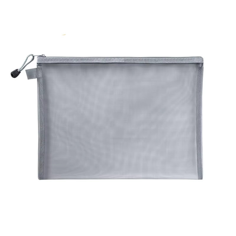 Nylon Mesh File Bag A4 A5 A6 Transparent Zipper Test Paper Information Bag Offic