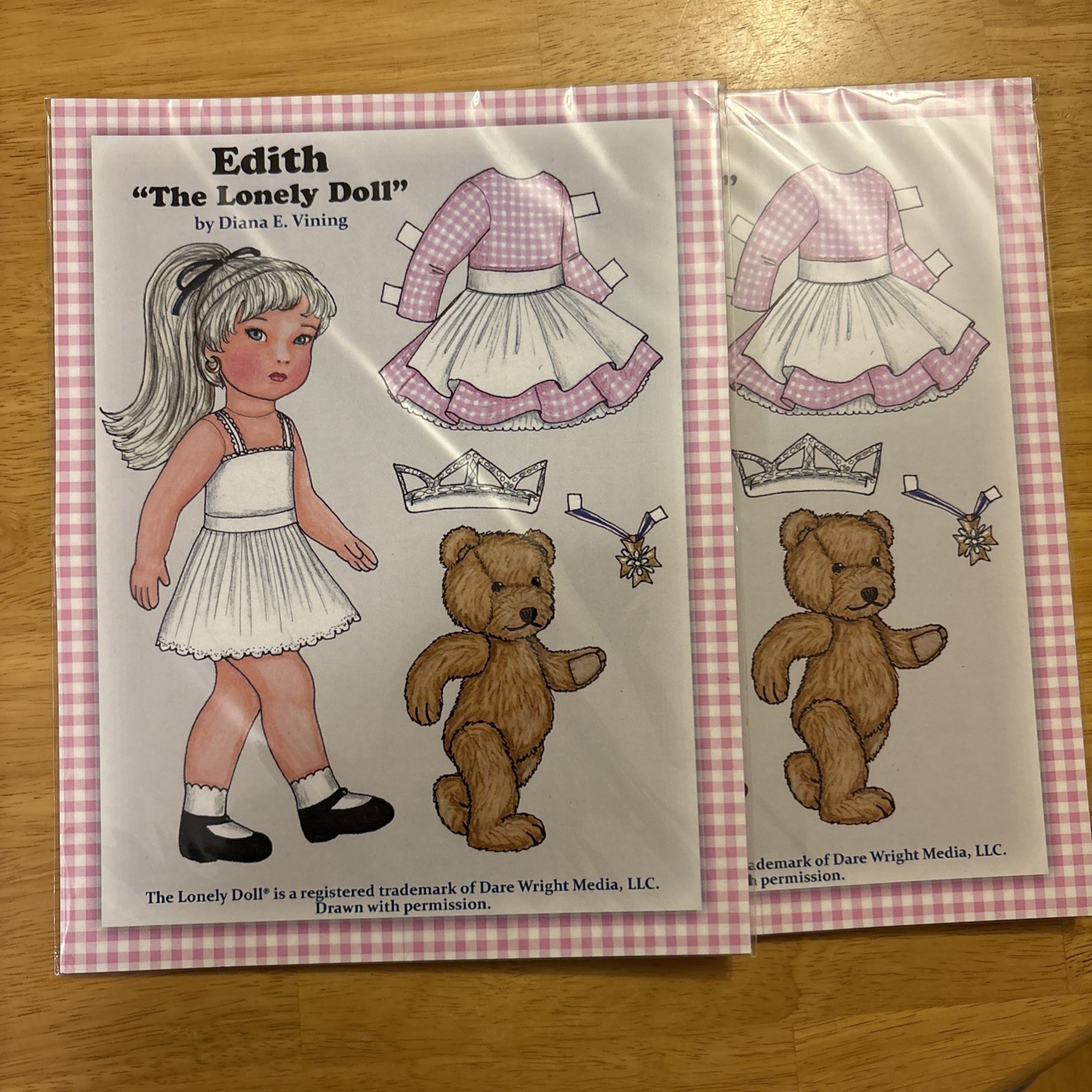 Lot 2 Edith The Lonely Doll Paper Doll Set by Diana E. Vining - Uncut & Unopened
