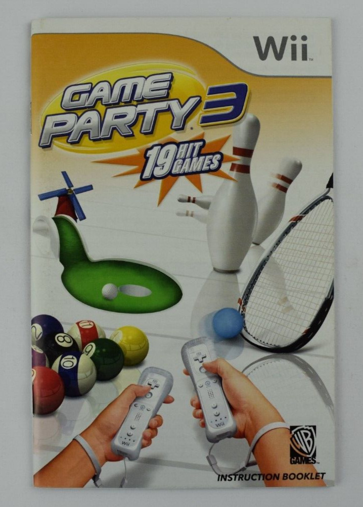 Game Party 3 (Nintendo Wii, 2009) Authentic Instruction Manual Booklet Only