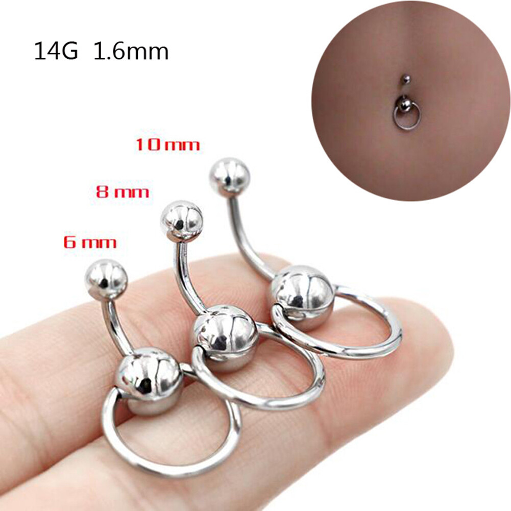 Multi Size Silver Stainless Steel Umbilical Ring Body Jewelry Belly Button St L