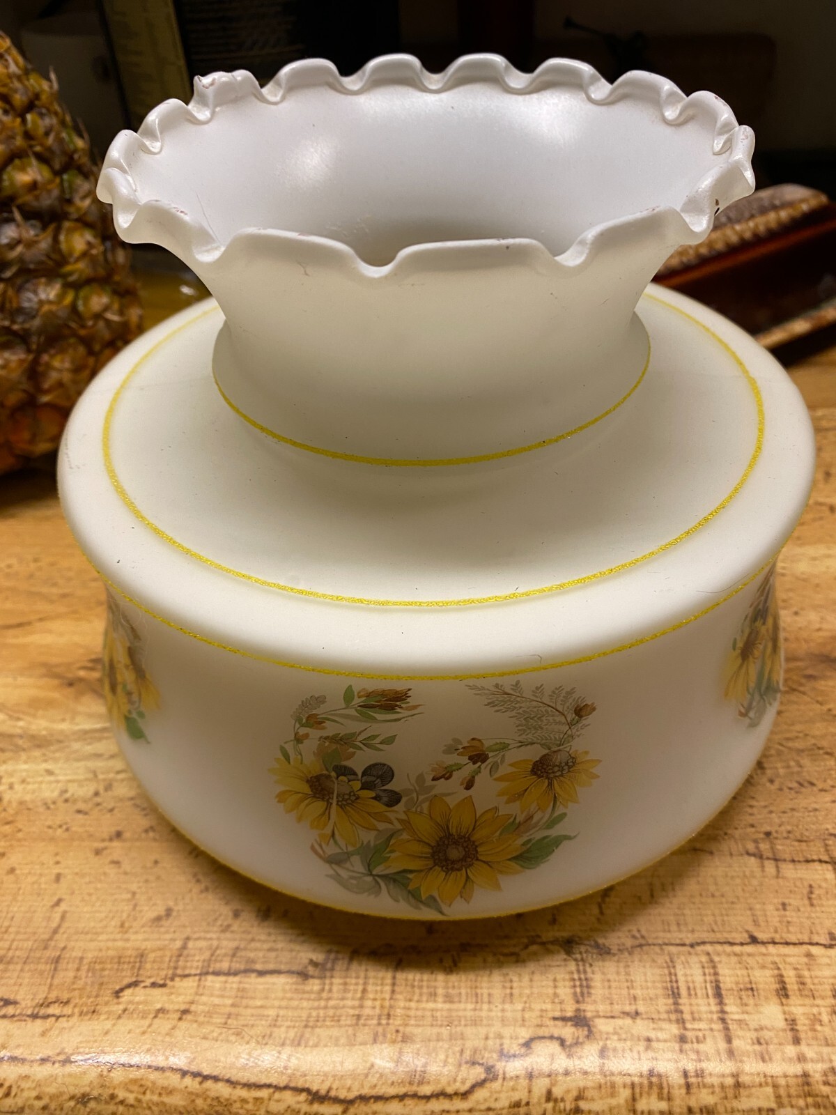 Vintage Sunflower Ruffled Lamp Shade 6.5"T x 7.5"W x 7 3/4" fitter