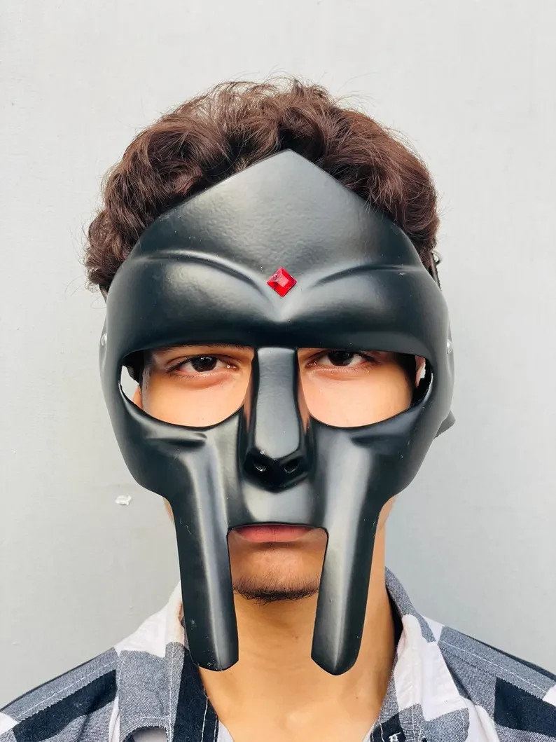 MF DOOM Mask – Madvillain Steel Face Armor | Hand-Forged Black Gladiator Mask