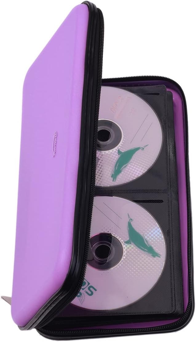 CD DVD Case, 72 Capacity Heavy Duty Wallet, Case Holder for Purple 